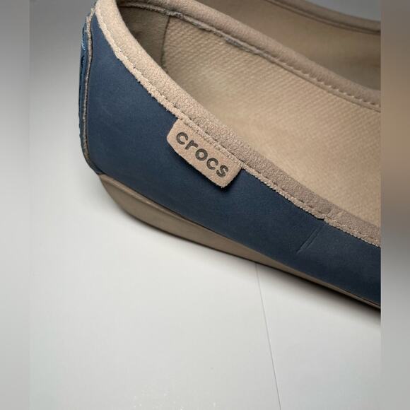 Crocs Shoes Ballet Moccasin Loafer Colorlite Navy Tan Size 8 - Picture 4 of 7